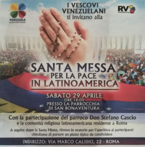 Sabato 29 aprile 2017 - Santa Messa per la Pace in Latino America